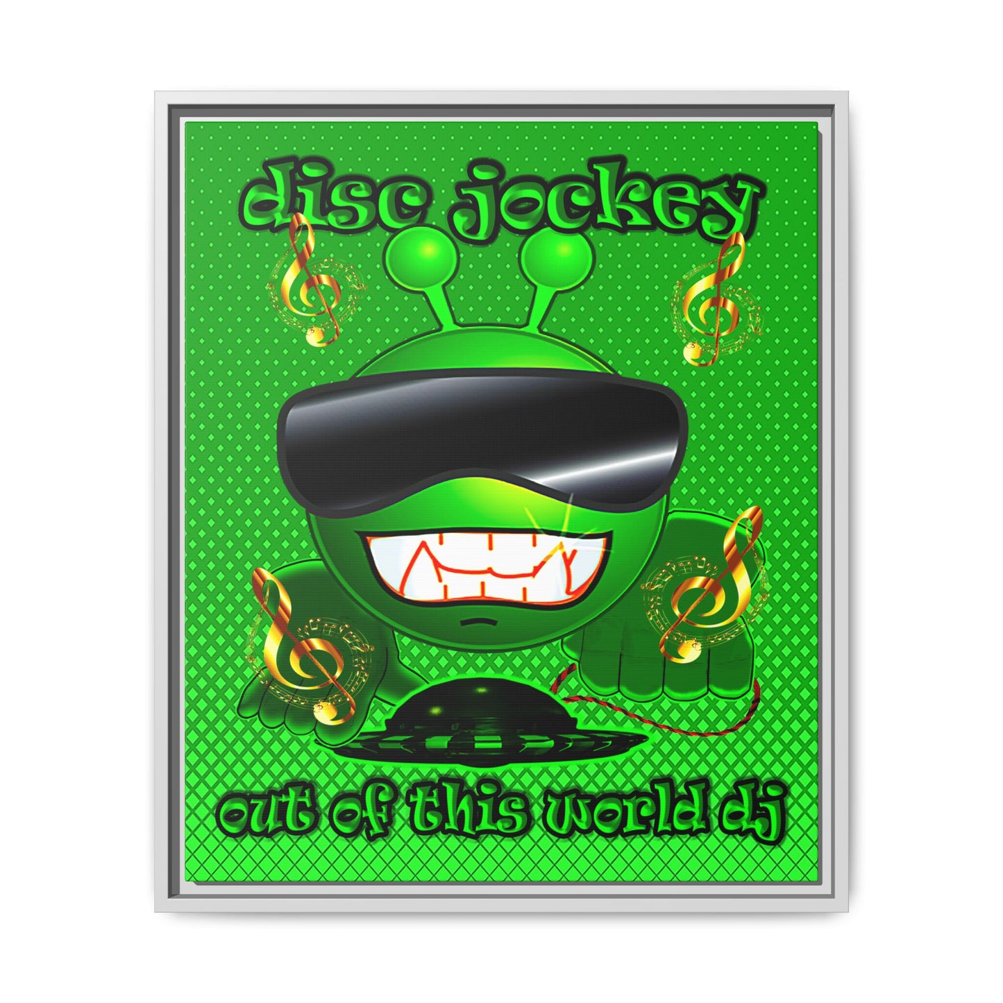 disc jockey - framed canvas art (logo green)