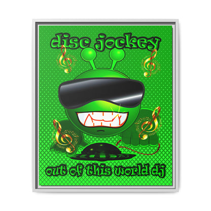 disc jockey - framed canvas art (logo green)