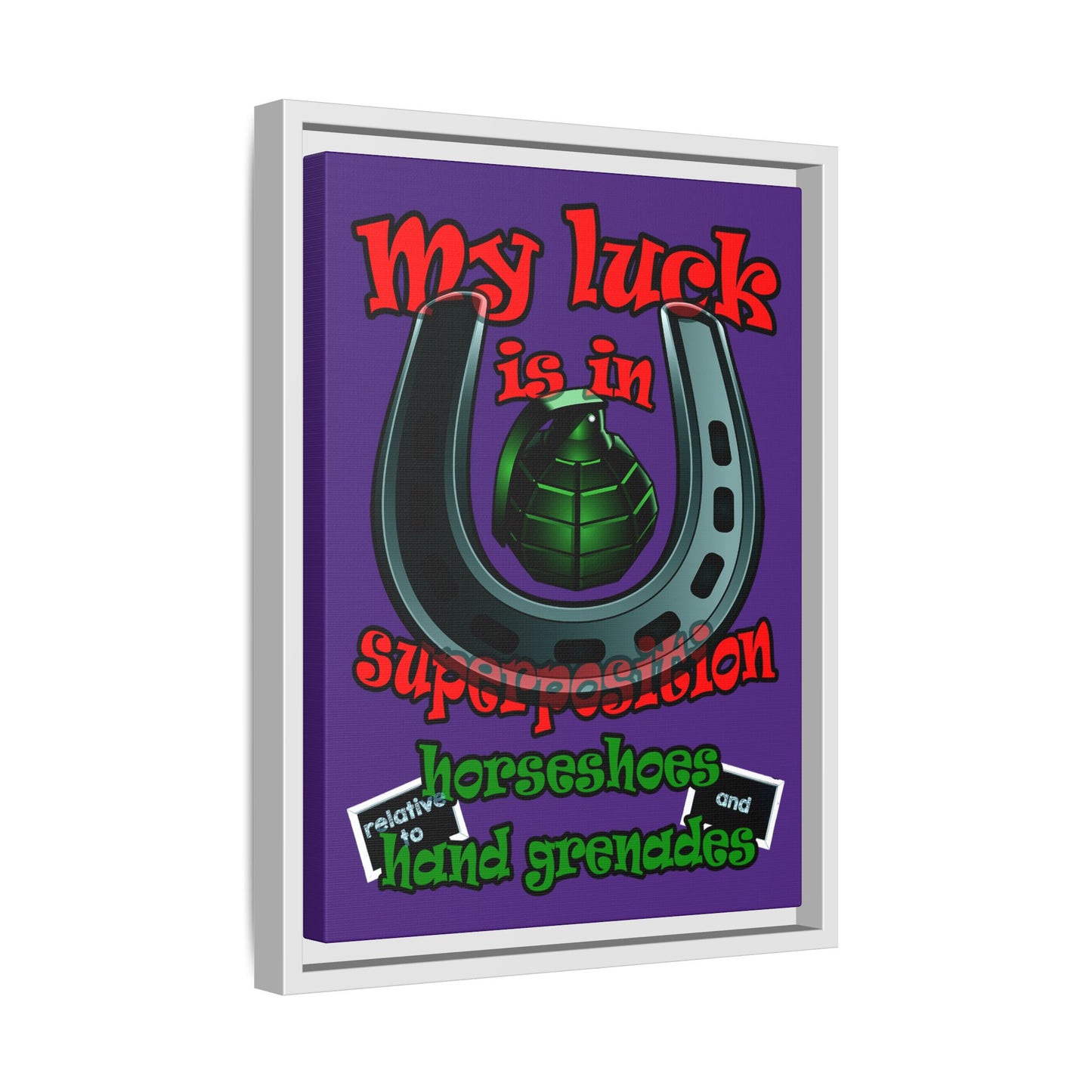 my luck - framed canvas art (purple)