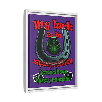 my luck - framed canvas art (purple)