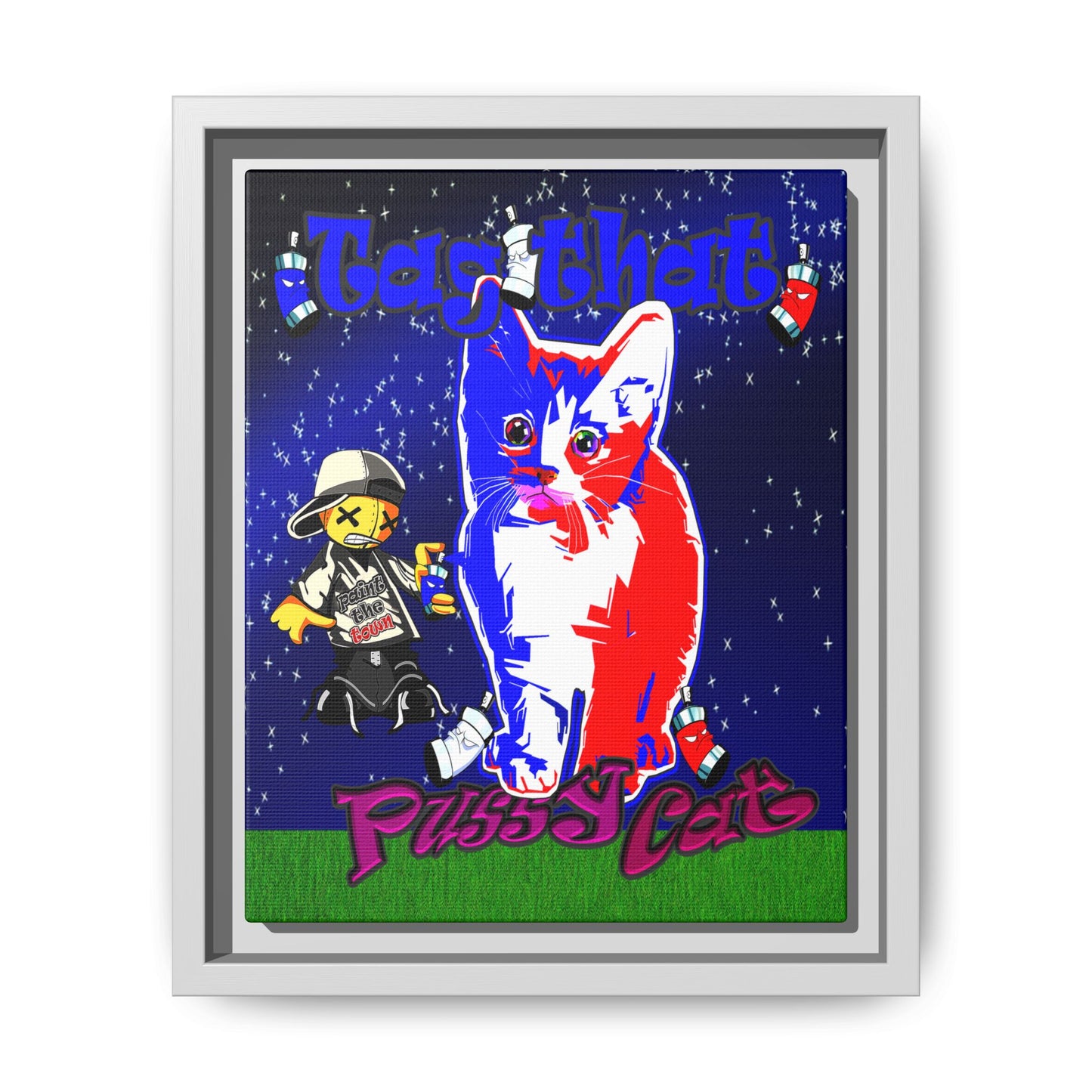 tag that - framed canvas art ('snoops' background)