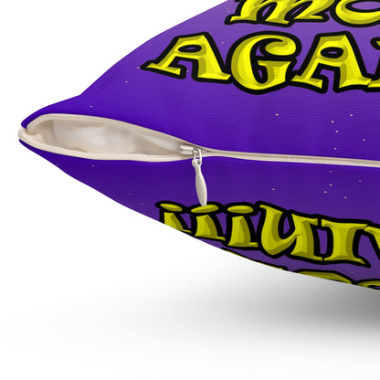 shoot the moon again - Spun Polyester Square Pillow - (purple-pink wave)