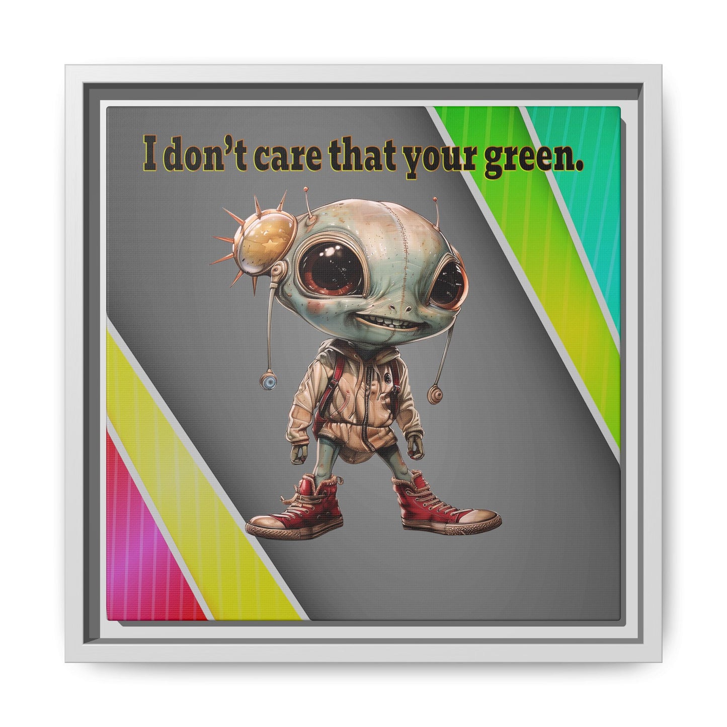 I don't care that your green - framed canvas art (rainbow split)