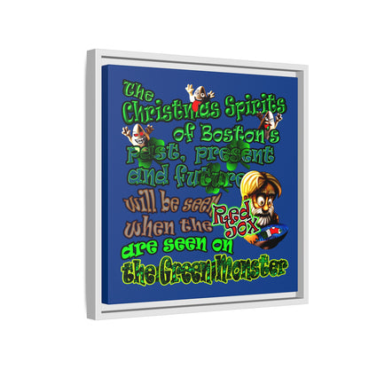 christmas spirits of boston - framed canvas art (dark blue)