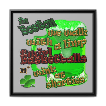 celtics logo - framed canvas art (light grey)