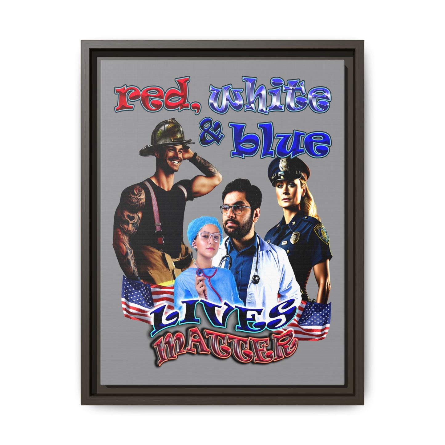 rw&b lives matter - framed canvas art (grey)