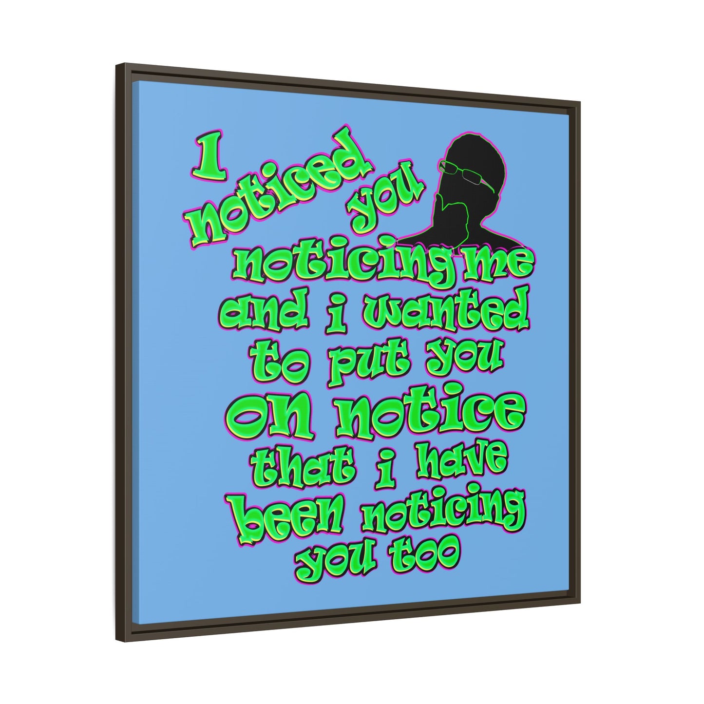 noticed you noticing - framed canvas art (light blue)