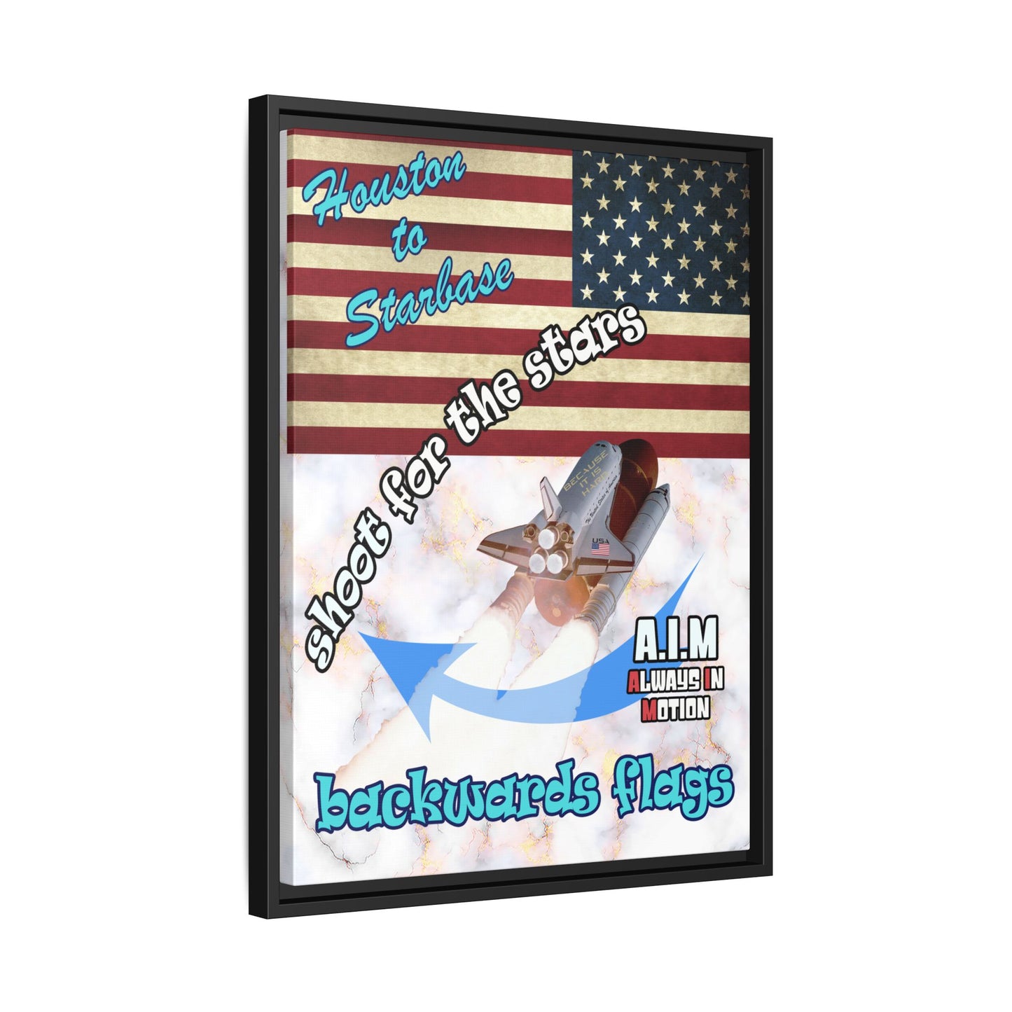 shoot for the stars - framed canvas art (white marble)