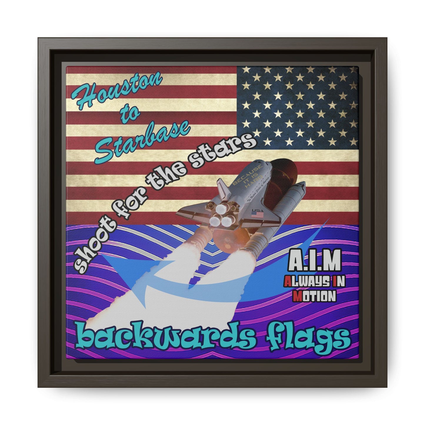 shoot for the stars - framed canvas art (purple wave)