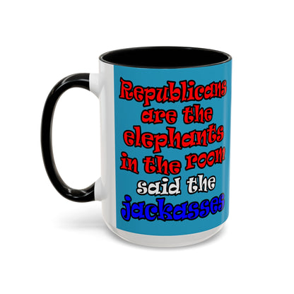 donkeys and elephants - Accent Mug (turquoise)