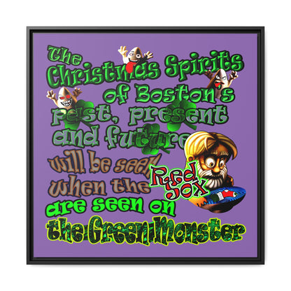 christmas spirits of boston - framed canvas art (light purple)