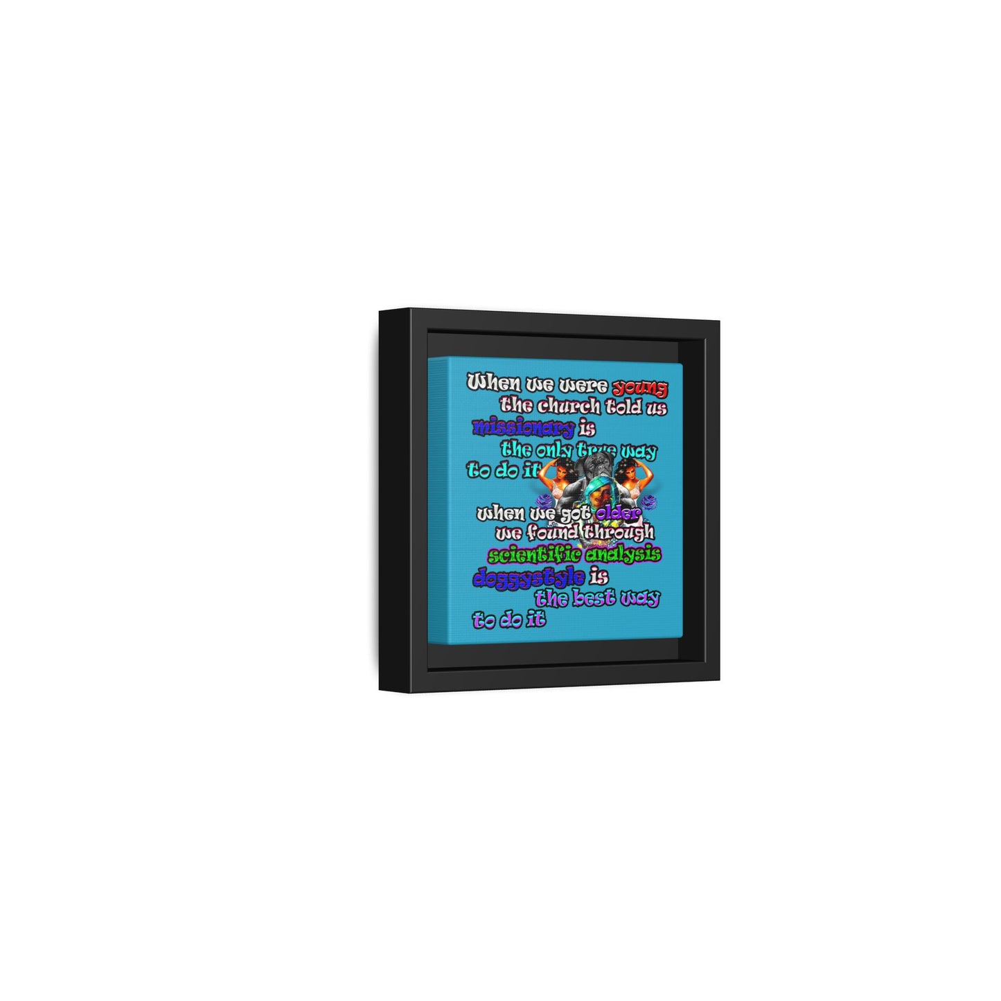 doggystyle - framed canvas art (turquoise)