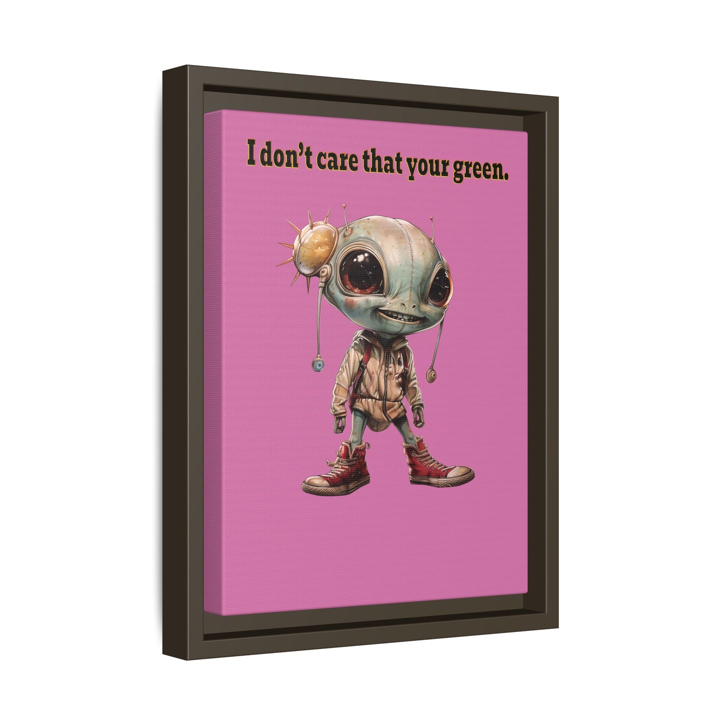 I don't care that your green - framed canvas art (light pink)