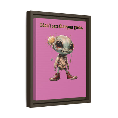 I don't care that your green - framed canvas art (light pink)