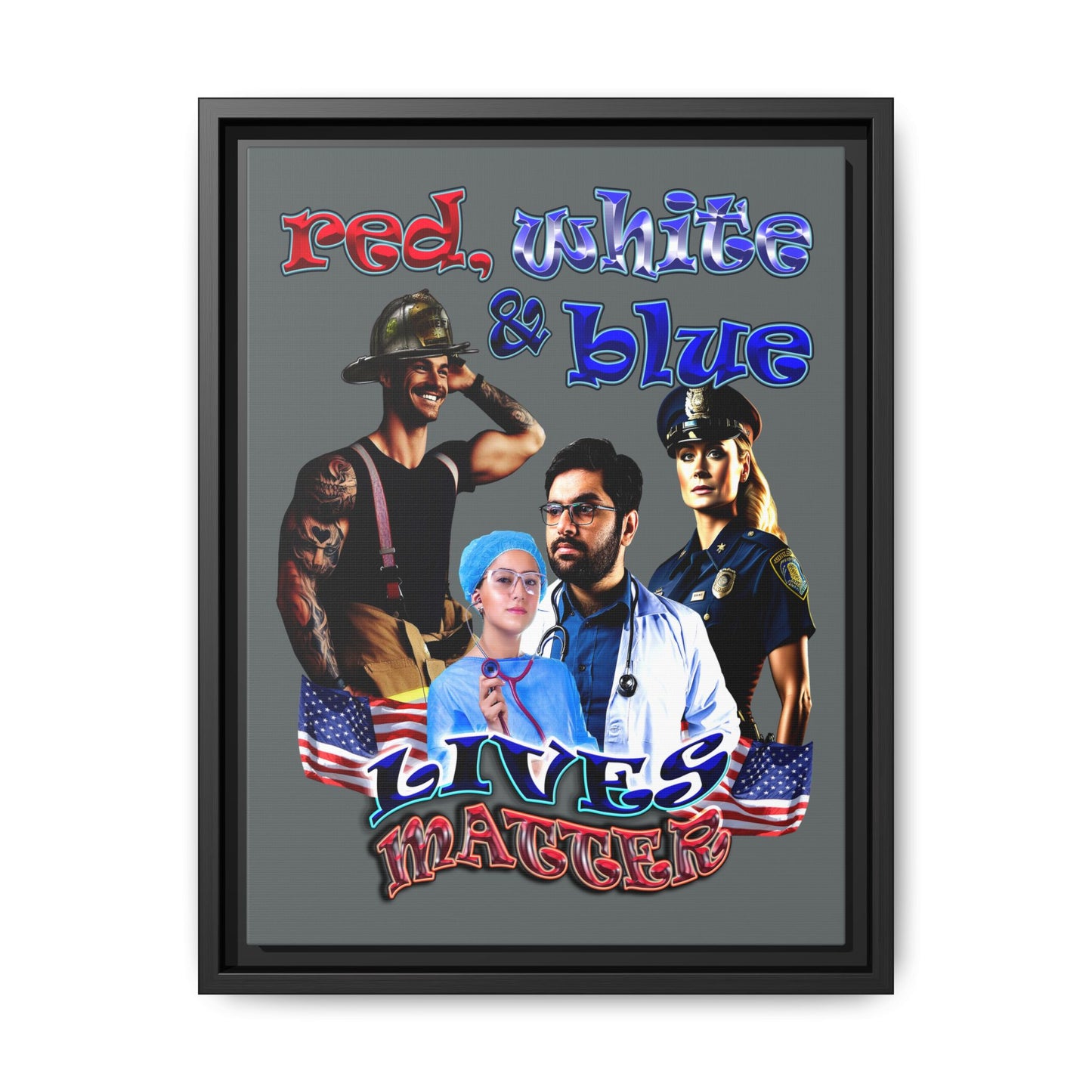 rw&b lives matter - framed canvas art (dark grey)