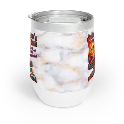 schrodinger's cat - Chill Wine Tumbler (white marble)