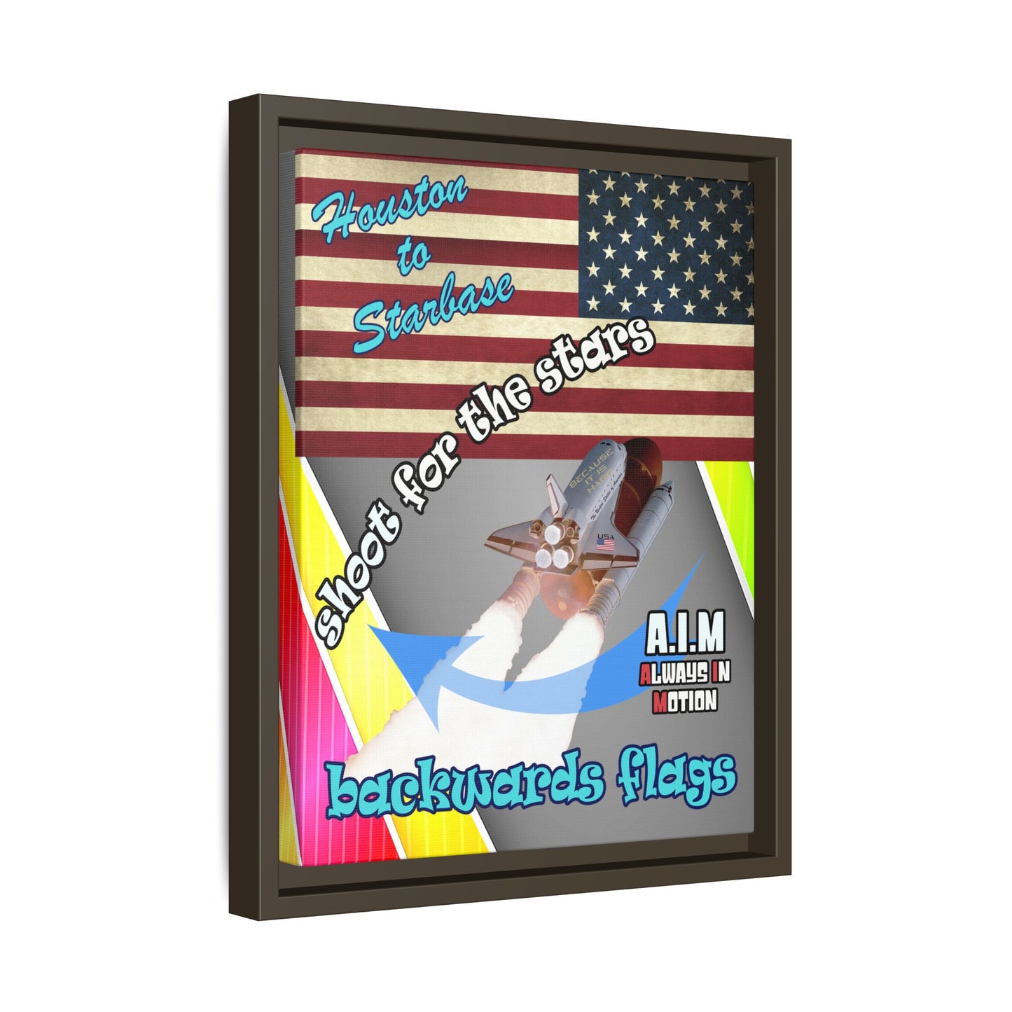 shoot for the stars - framed canvas art (rainbow split)