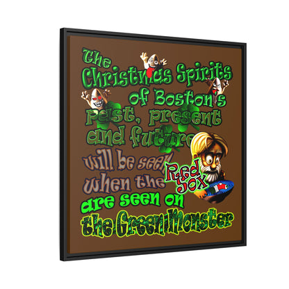 christmas spirits of boston - framed canvas art (brown)