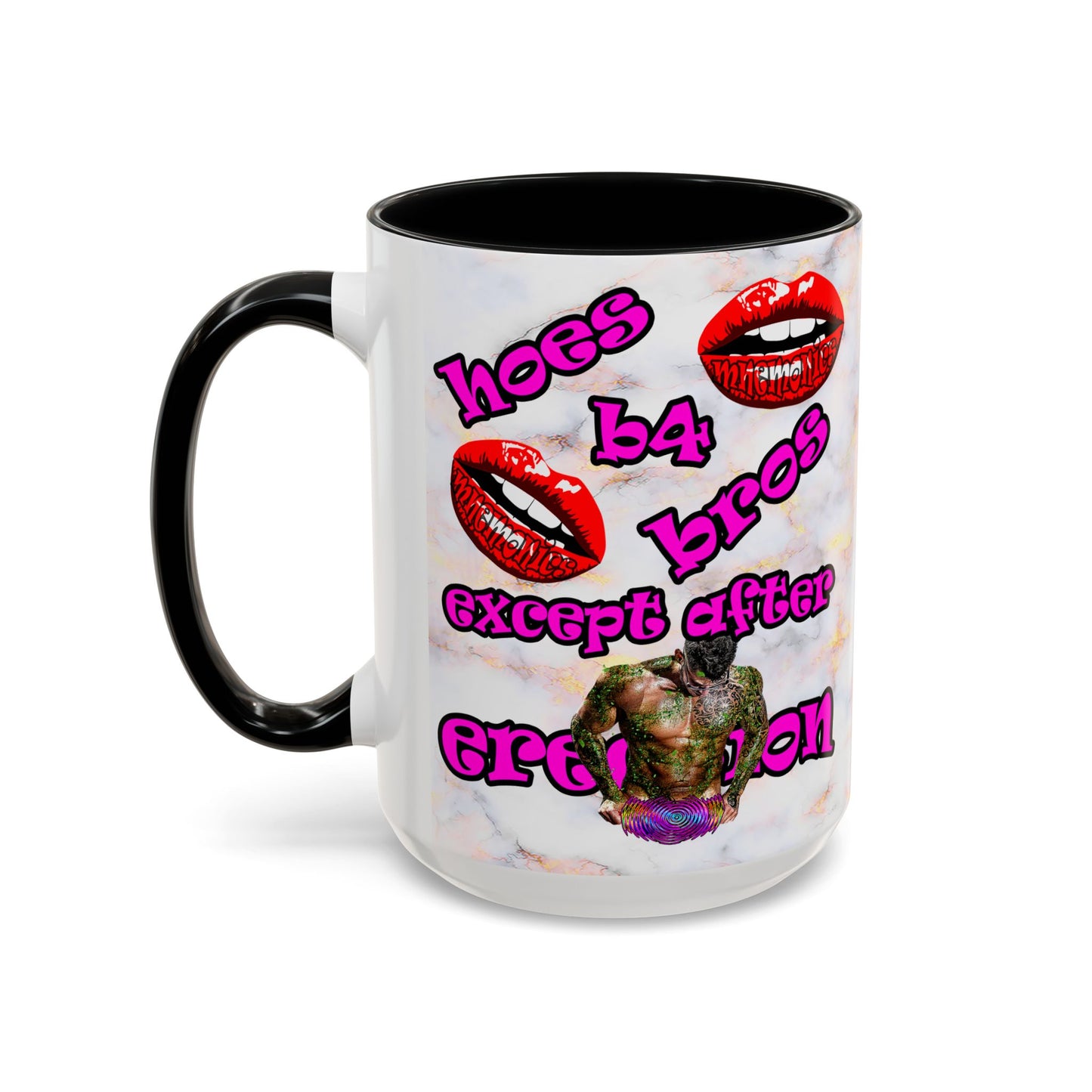 hoes b4 bros - Accent Mug (white marble)