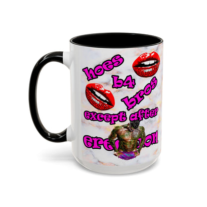 hoes b4 bros - Accent Mug (white marble)