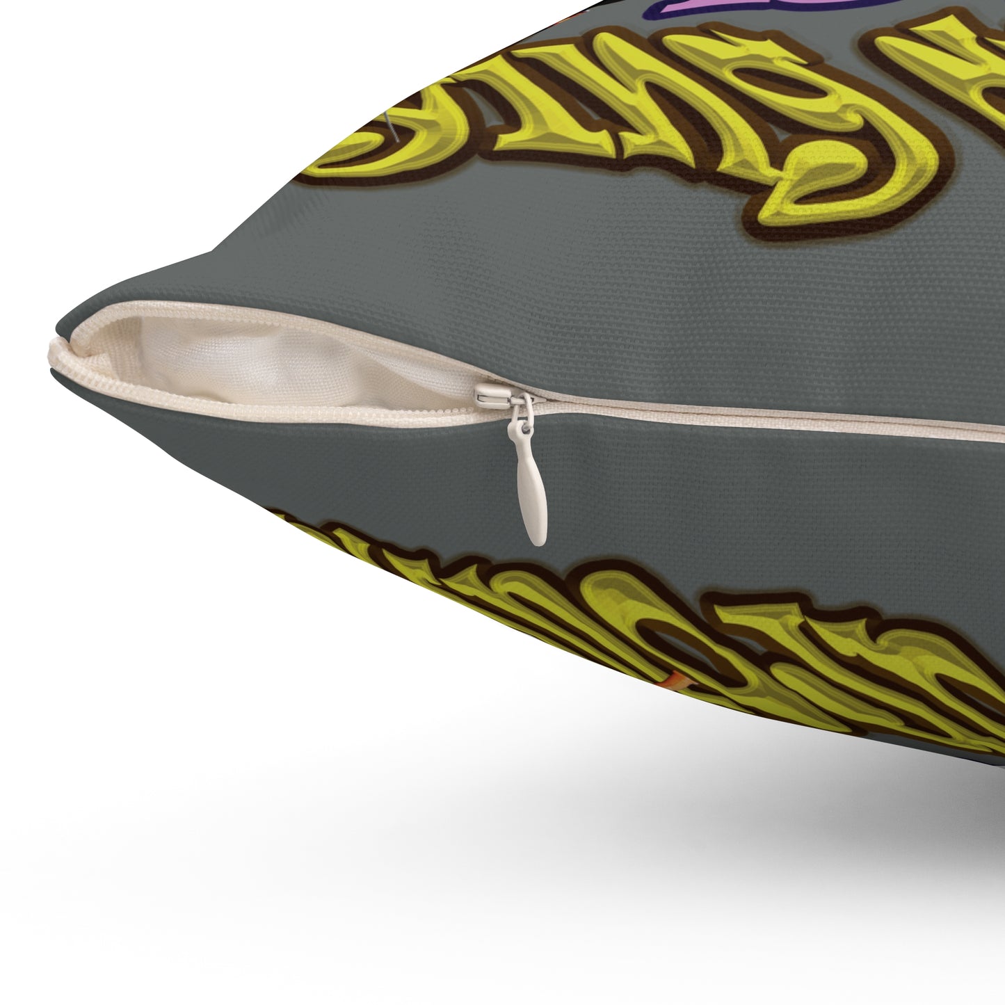 the bum's shit - Spun Polyester Square Pillow - (dark grey)