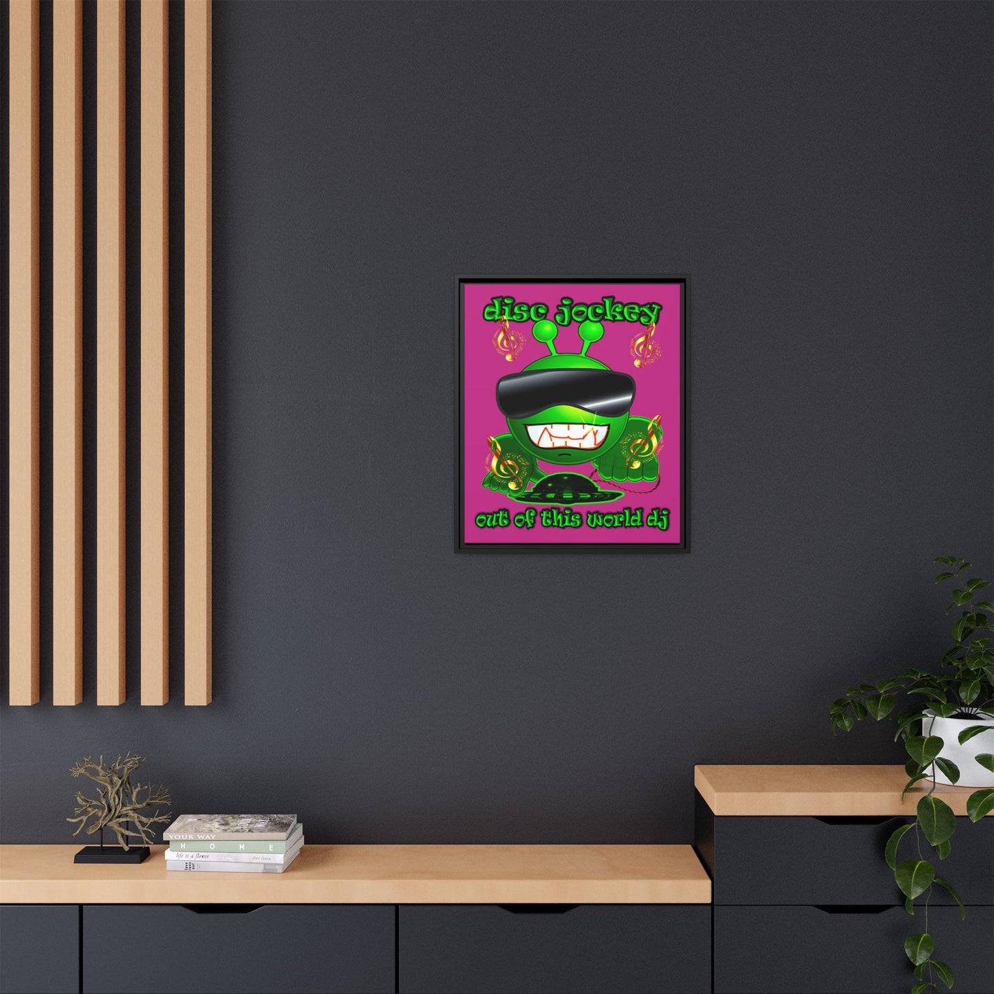 disc jockey - framed canvas art (pink)