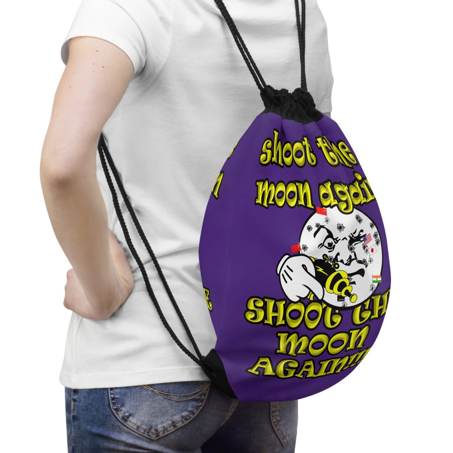 shoot the moon again - Drawstring Bag (purple)