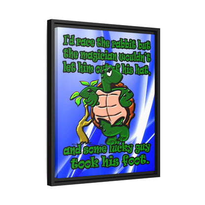 turtle race - framed canvas art (blue-white wave)