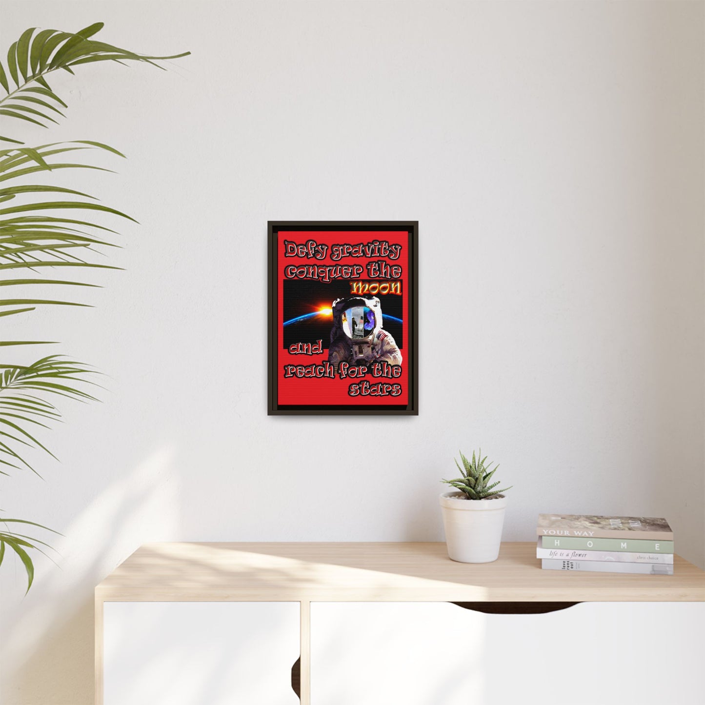 defy conquer reach - framed canvas art (red)