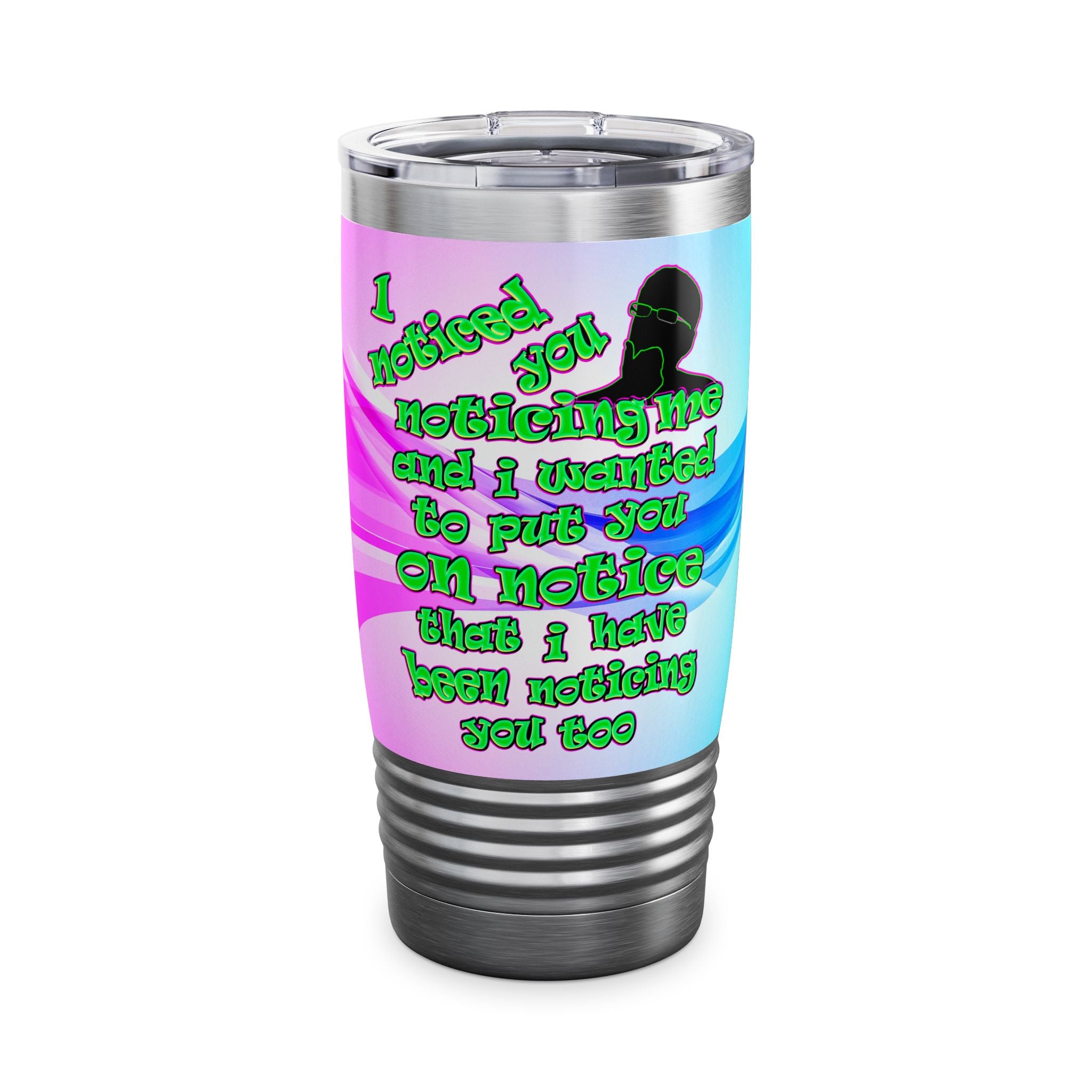 noticed you noticing - Ringneck Tumbler, 20oz (light blue-pink wave)