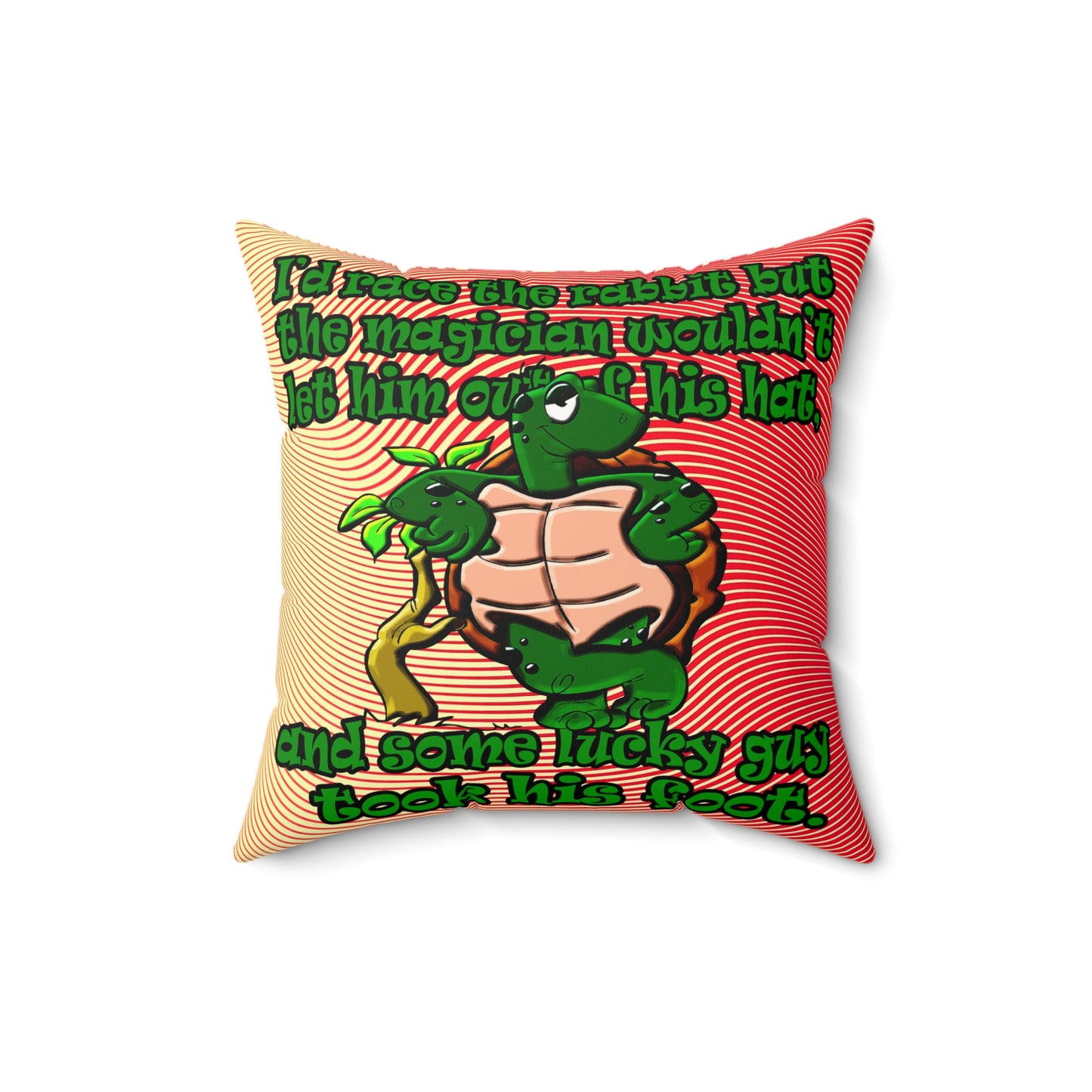 turtle race - Faux Suede Square Pillow - (yellow-orange wave)