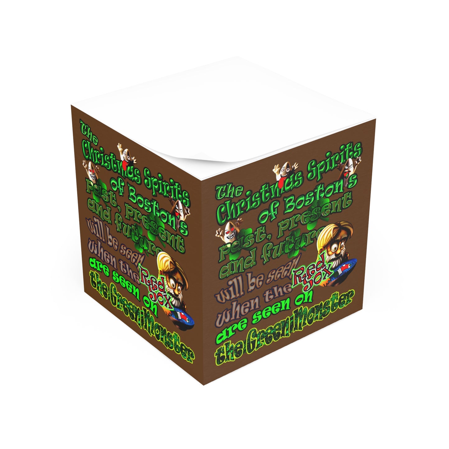 christmas spirits of boston - note cube (brown)