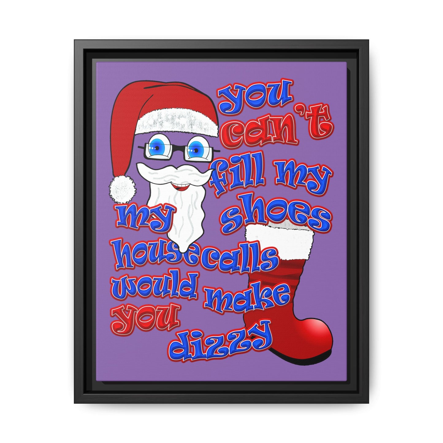 santa's shoes - framed canvas art (light purple)