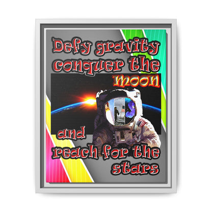 defy conquer reach - framed canvas art (rainbow split)
