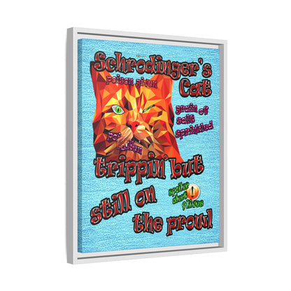 schrodinger's cat - framed canvas art (faded blue)