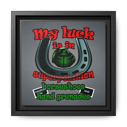 my luck - framed canvas art (grey-light grey)