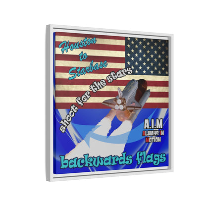 shoot for the stars - framed canvas art (blue-white wave)