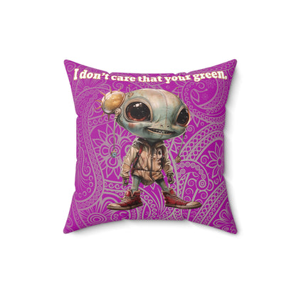 I don't care that your grey - Spun Polyester Square Pillow - (pink swirl)