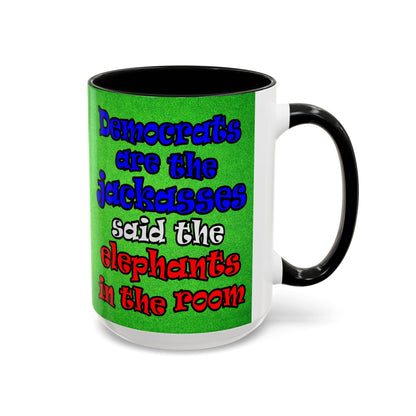 donkeys and elephants - Accent Mug (green turf)