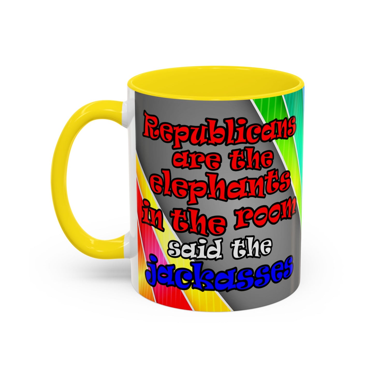 donkeys and elephants - Accent Mug (rainbow split)