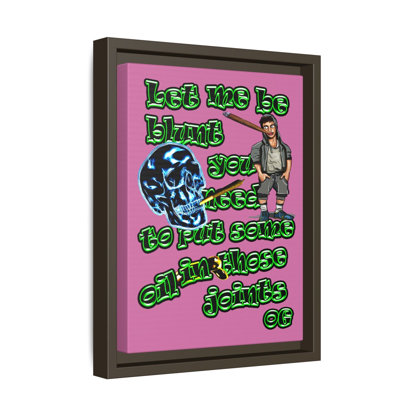 og - framed canvas art (light pink)