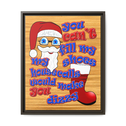 santa's shoes - framed canvas art (butterscotch wood finish)