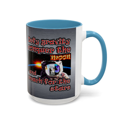 defy conquer reach - Accent Mug (brushed nickel)