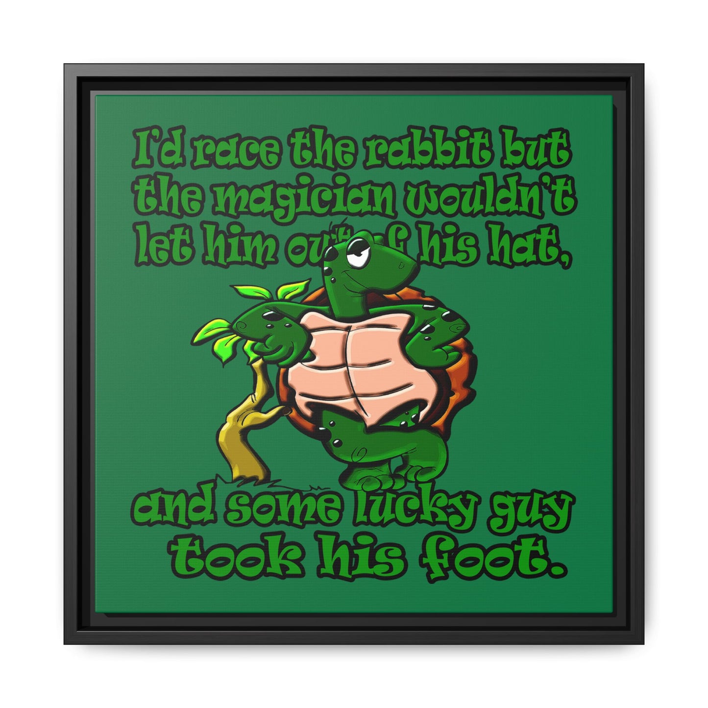 turtle race - framed canvas art (dark green)