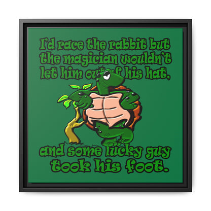 turtle race - framed canvas art (dark green)