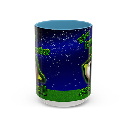 green monster - Accent Mug ('snoops' background)