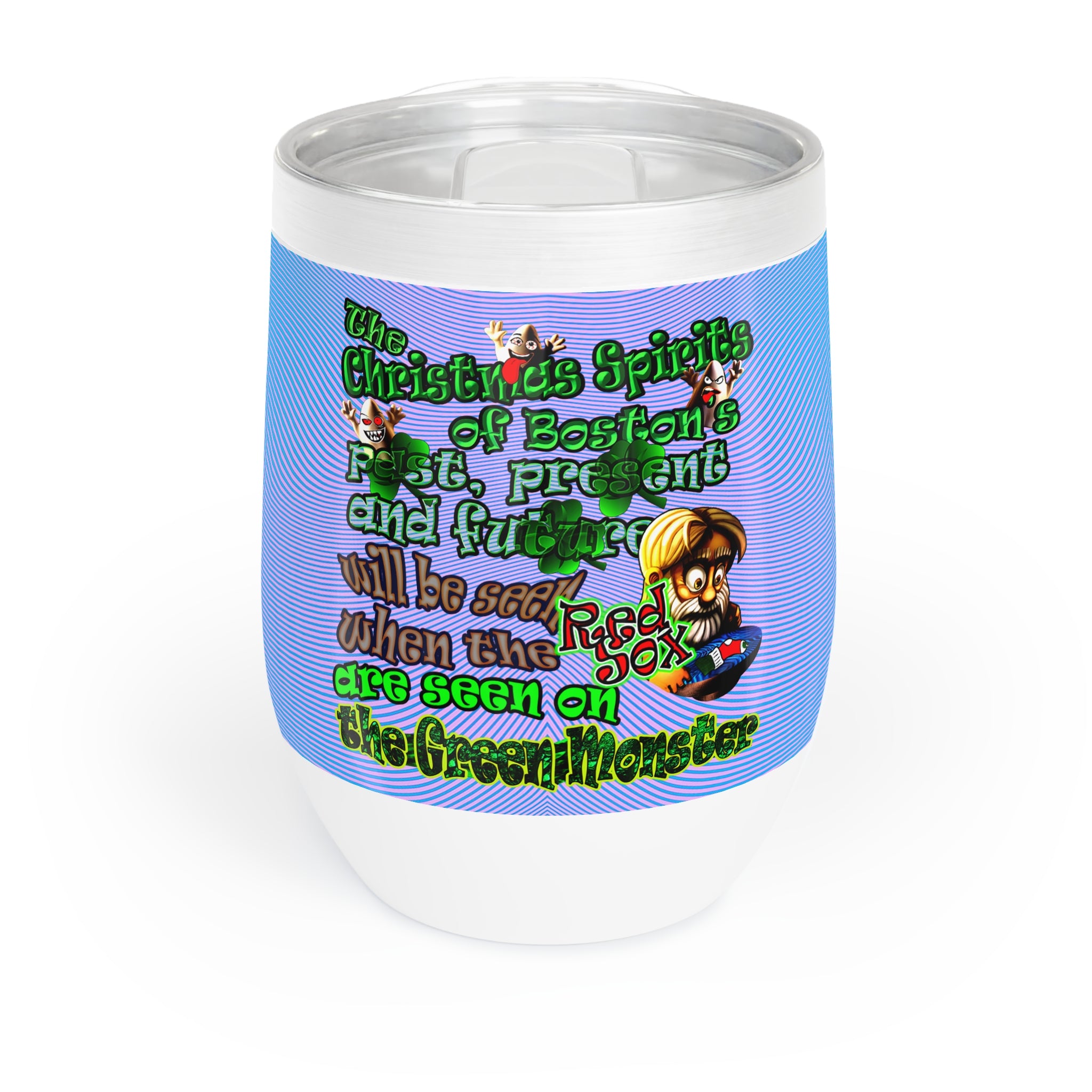 christmas spirits of boston - Chill Wine Tumbler (light blue-purple wave)