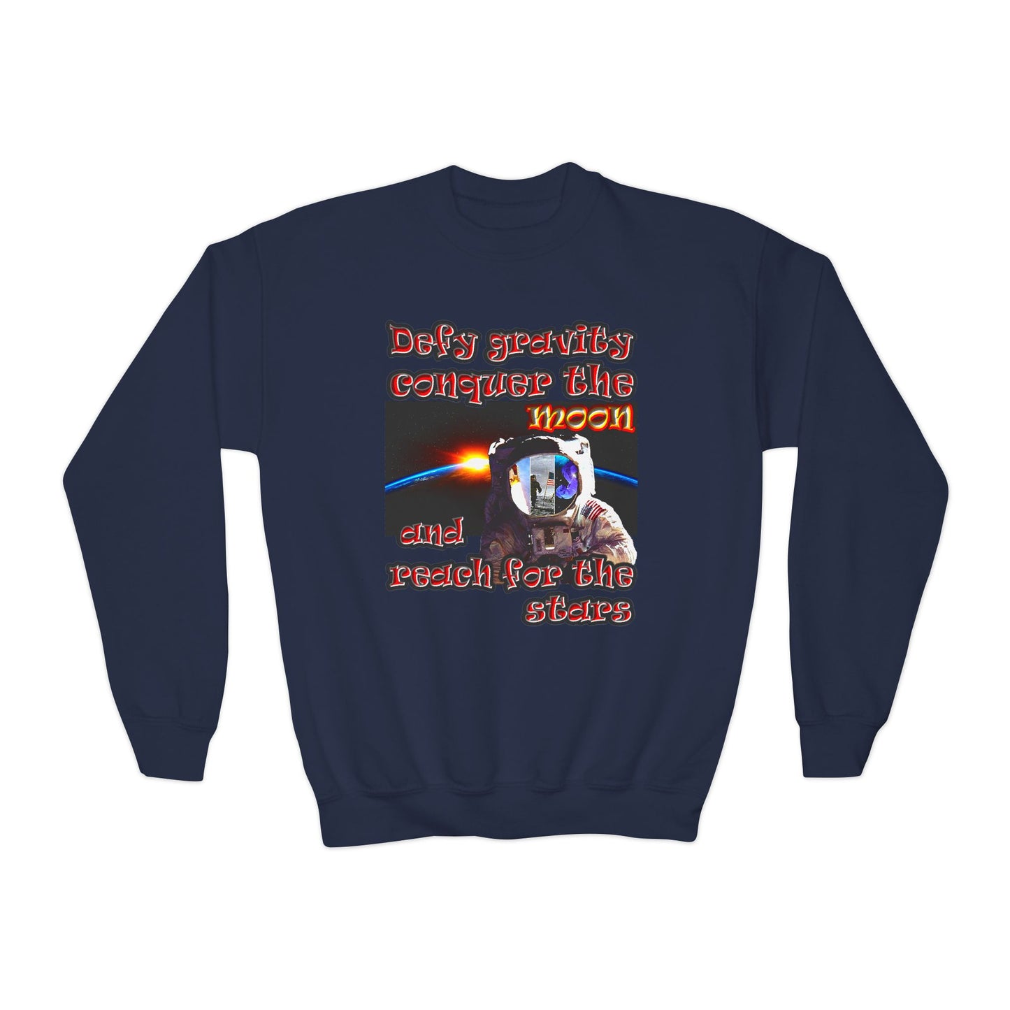 defy conquer reach - Youth Crewneck Sweatshirt