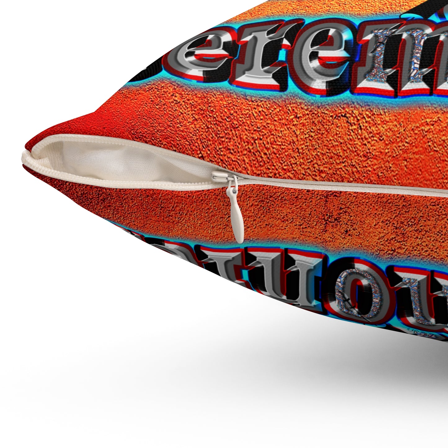 em cee squared - Spun Polyester Square Pillow - (burnt orange)