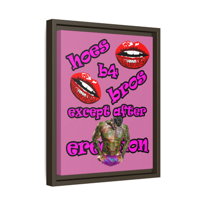 hoes b4 bros - framed canvas art (light pink)